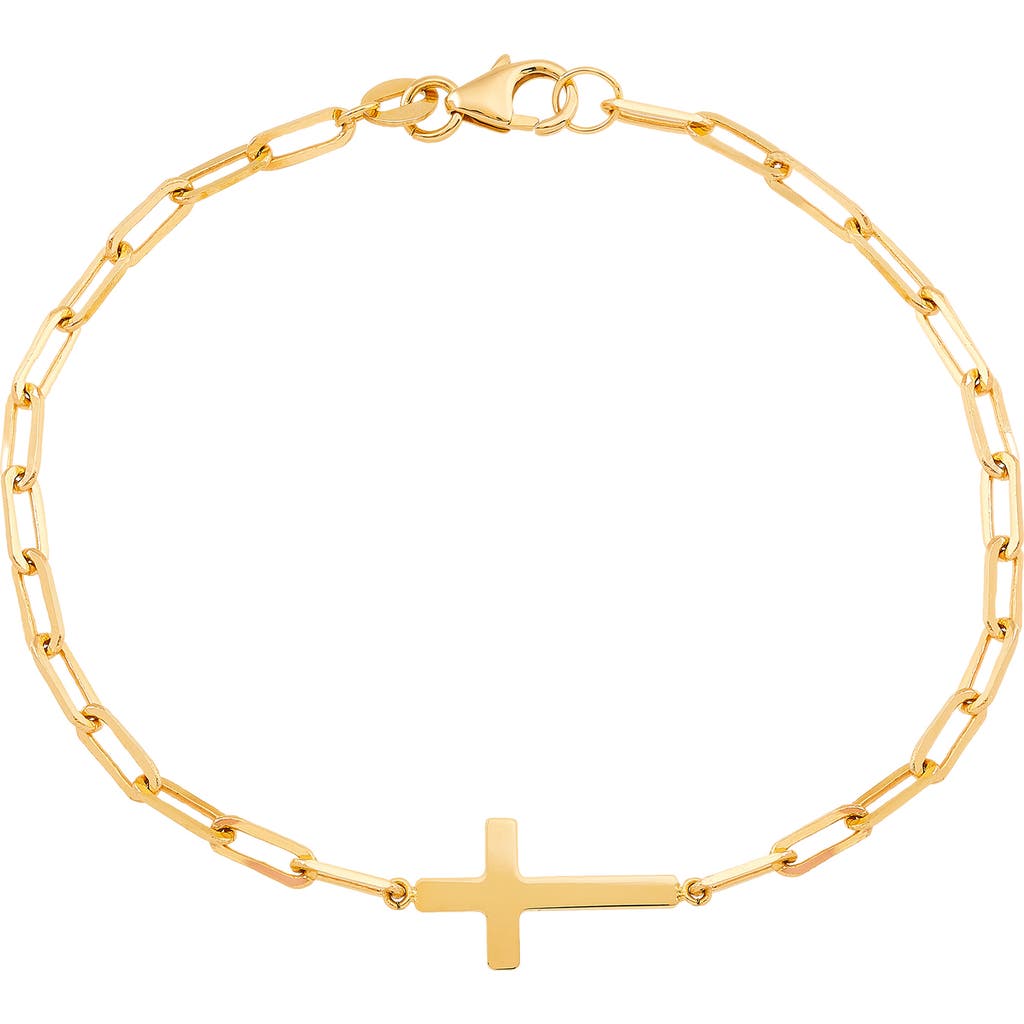 Frankie & Zoe Paper Clip Chain Cross Charm Bracelet In Gold