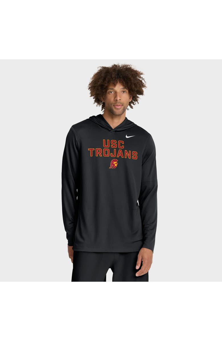 Nike Men's Nike Black USC Trojans 2025 Sideline Performance Long Sleeve Hoodie T-Shirt, Main, color, 