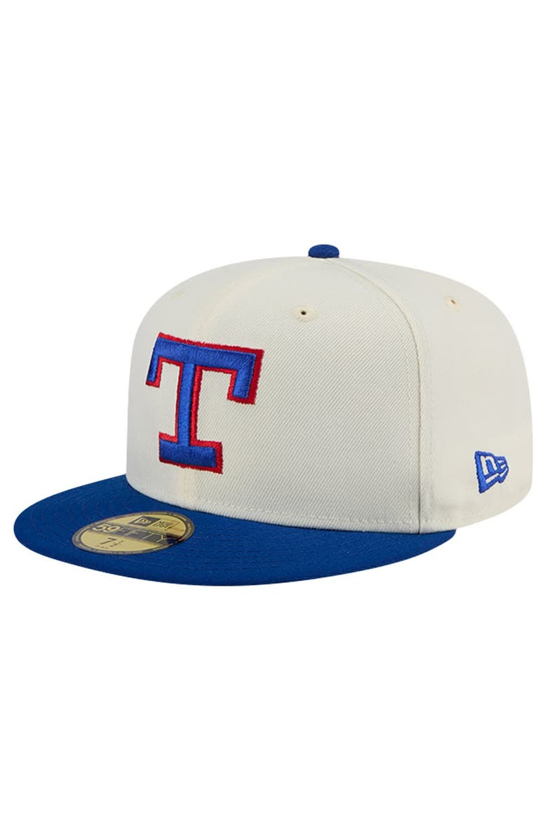 New Era Men's New Era Cream Texas Rangers Cooperstown Collection Chrome 59FIFTY Fitted Hat, Main, color, Cream