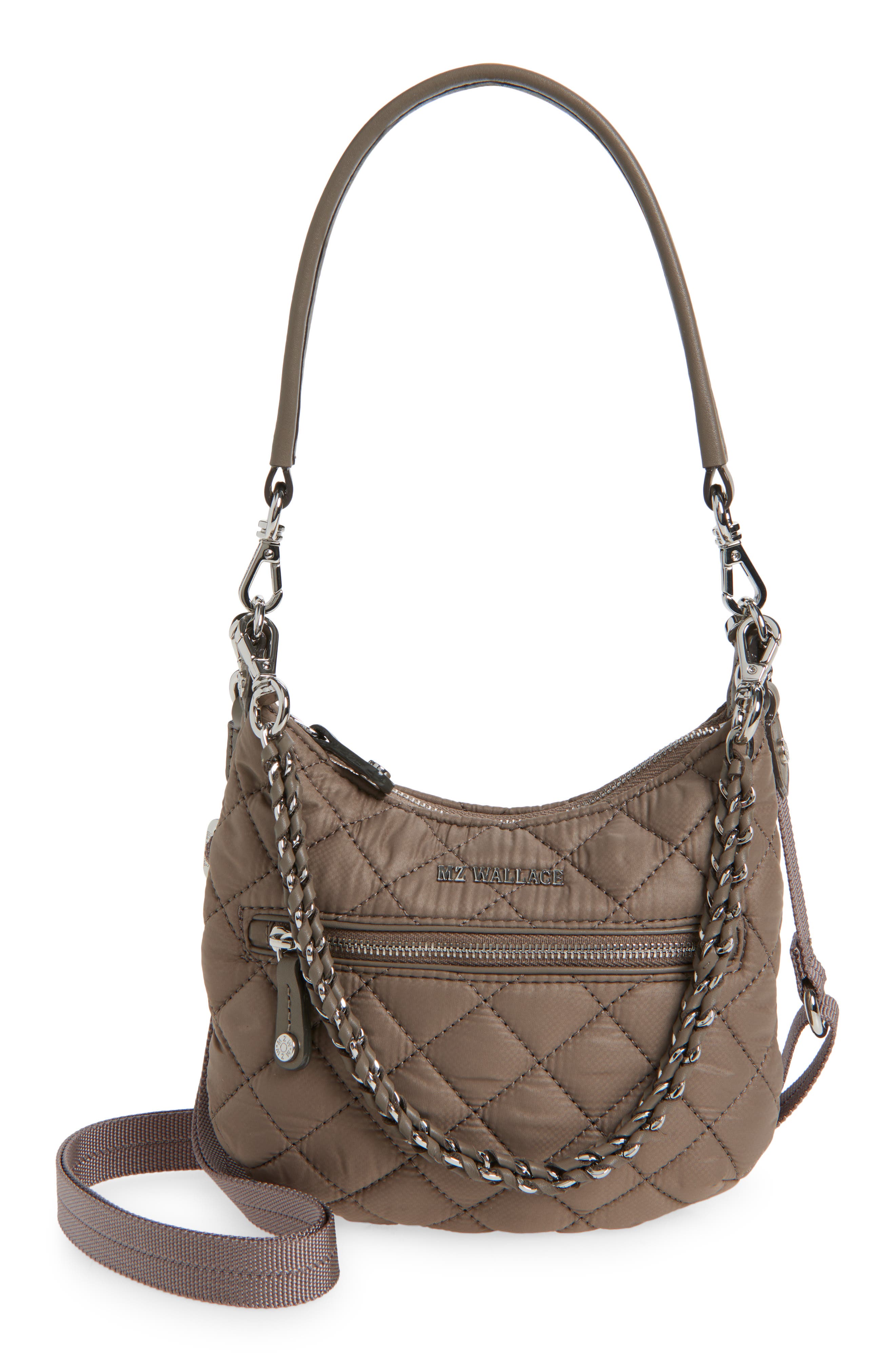 MZ Wallace Mini Crosby Sienna Quilted Nylon Shoulder Bag, Main, color, Morning Dove