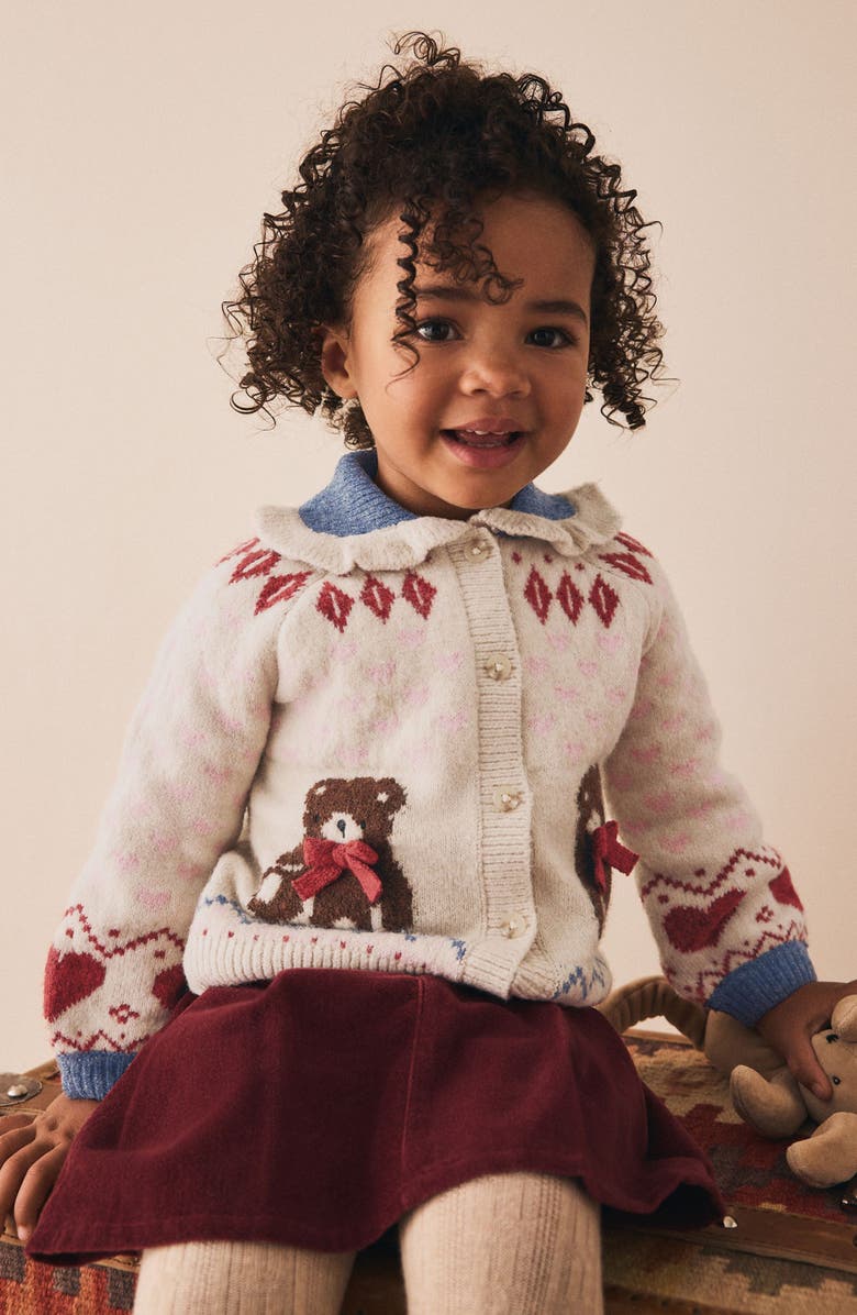 NEXT Kids' Teddy Bear Cardigan, Alternate, color, Neutral