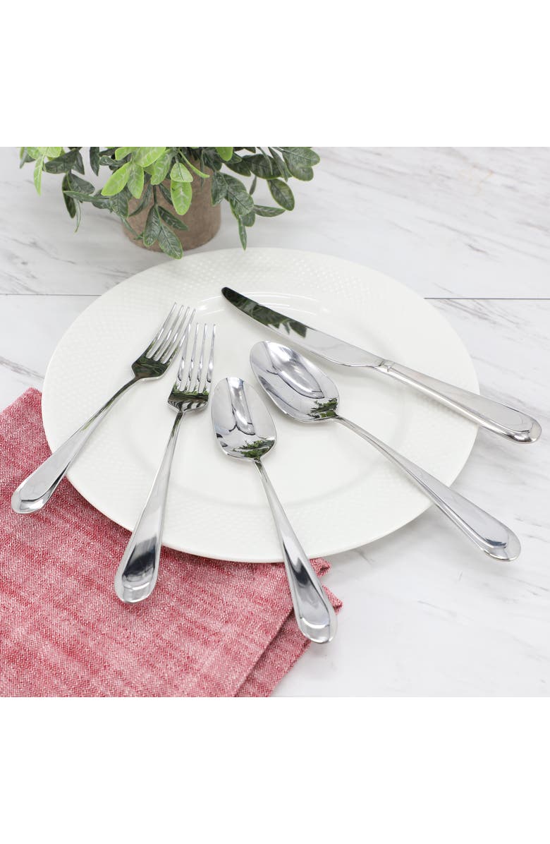 Gibson Elite Claudine 20 Piece Stainless Steel Flatware Set, Alternate, color, Metallic Silver
