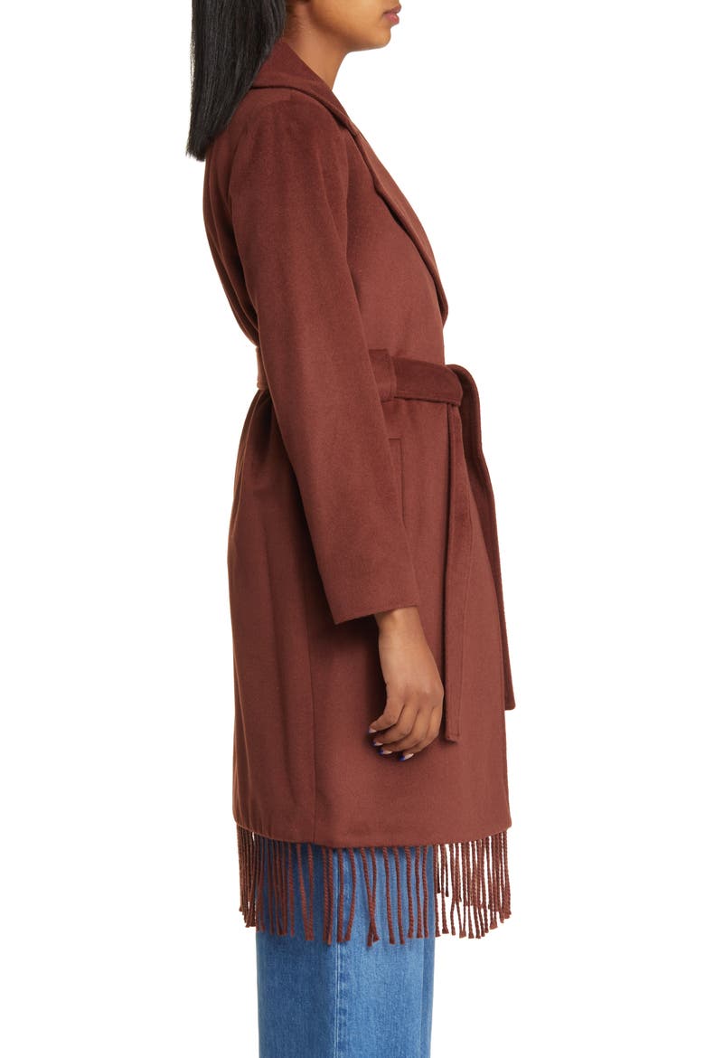 Fringe Wrap Coat, Alternate, color, CHESTNUT