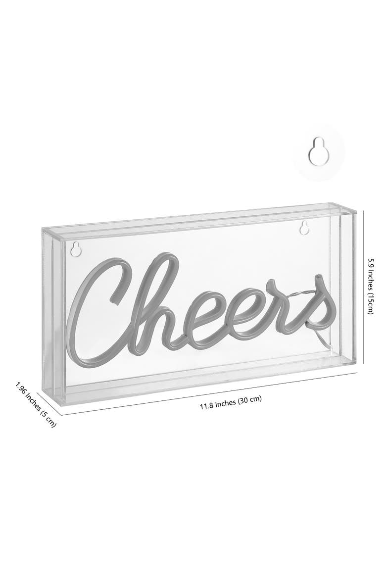 Cheers Contemporary Glam Acrylic Box USB Operated LED Neon Light, Alternate, color, Yellow