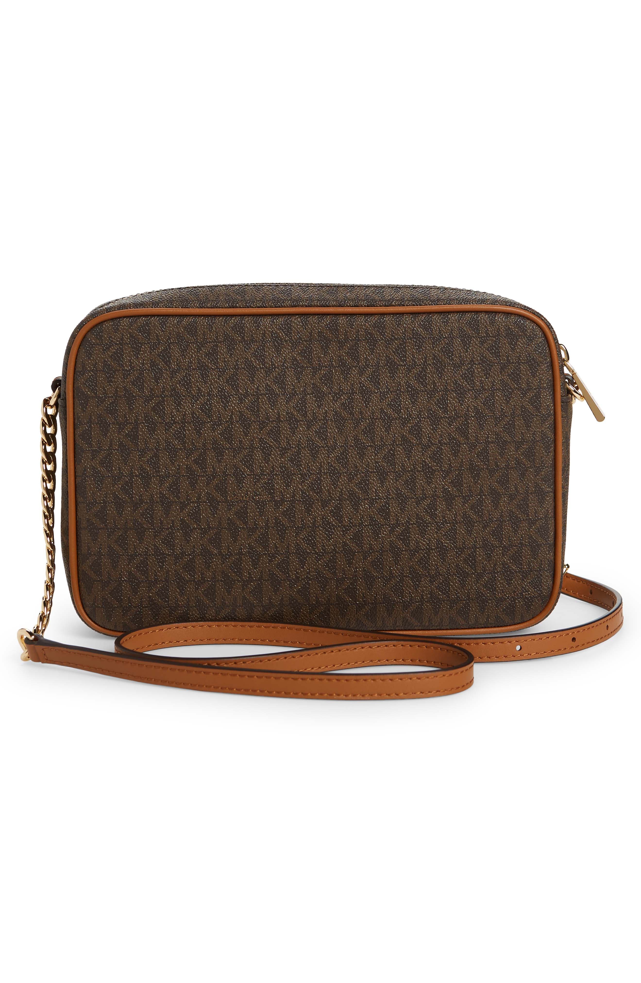 'Large Jet Set' East/West Saffiano Crossbody Bag, Alternate, color, BROWN