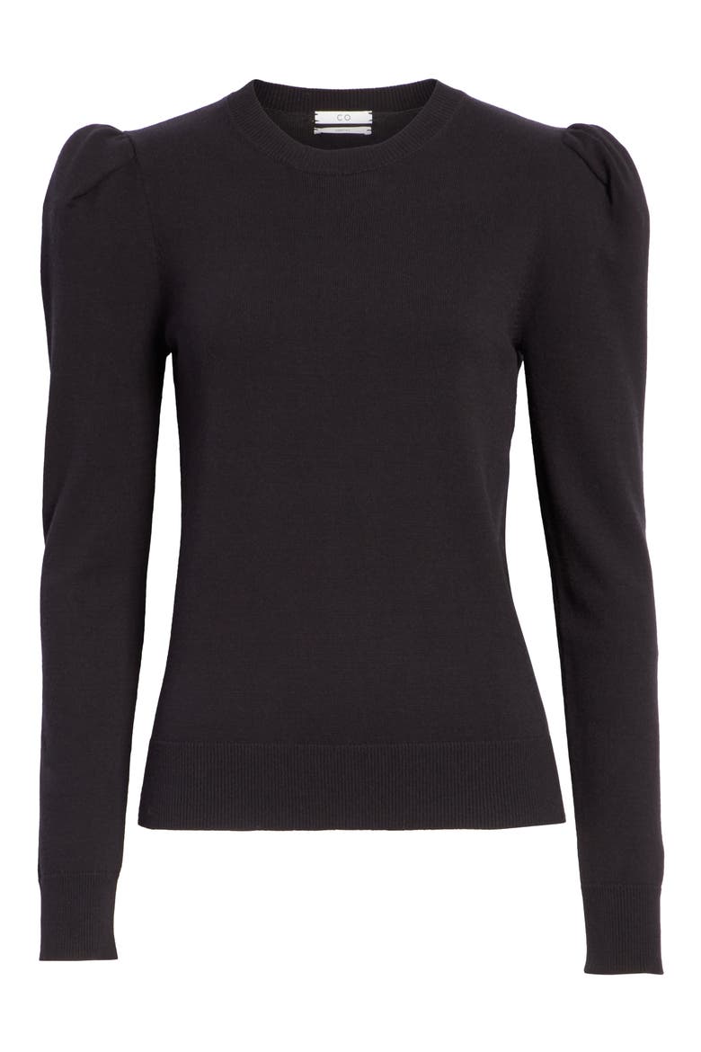 Puff Shoulder Sweater, Alternate, color, BLACK