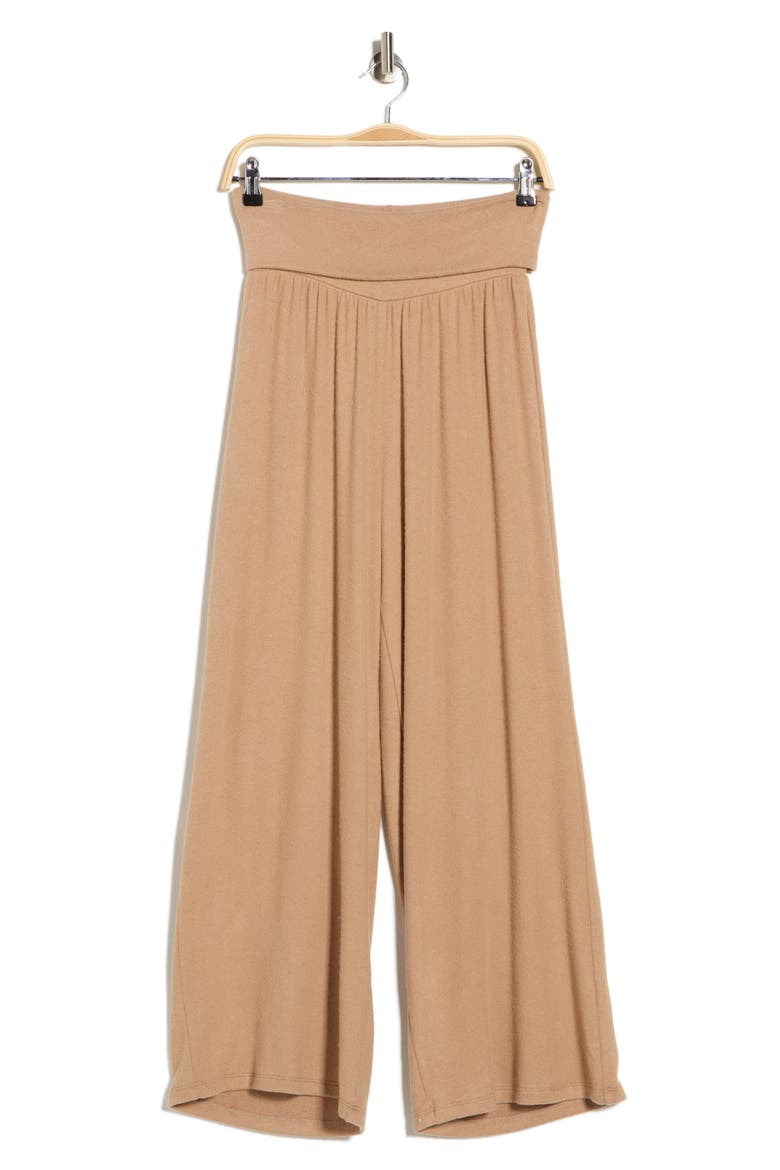 Foldover Waist Wide Leg Pants, Alternate, color, DARK TAUPE