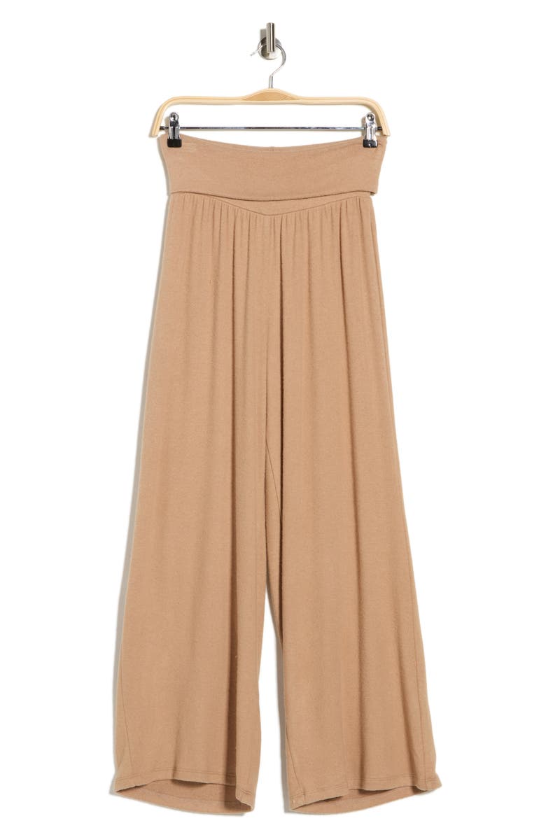 Renee C Foldover Waist Wide Leg Pants, Alternate, color, Dark Taupe
