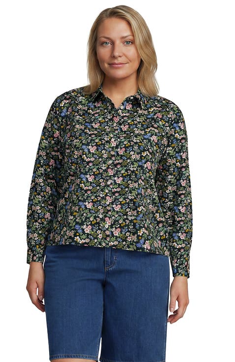 Plus Size No Iron Boxy Cropped Shirt