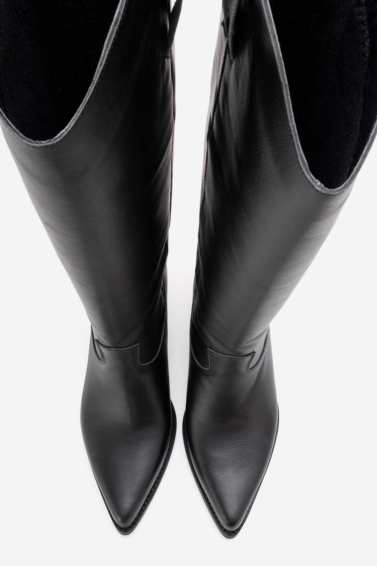 Ania Leather Block Heel Knee High Boot, Alternate, color, Black