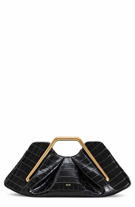 Lila Croc Embossed Faux Leather Clutch