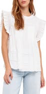 English Factory Ruffle Sleeve Cotton Poplin Top