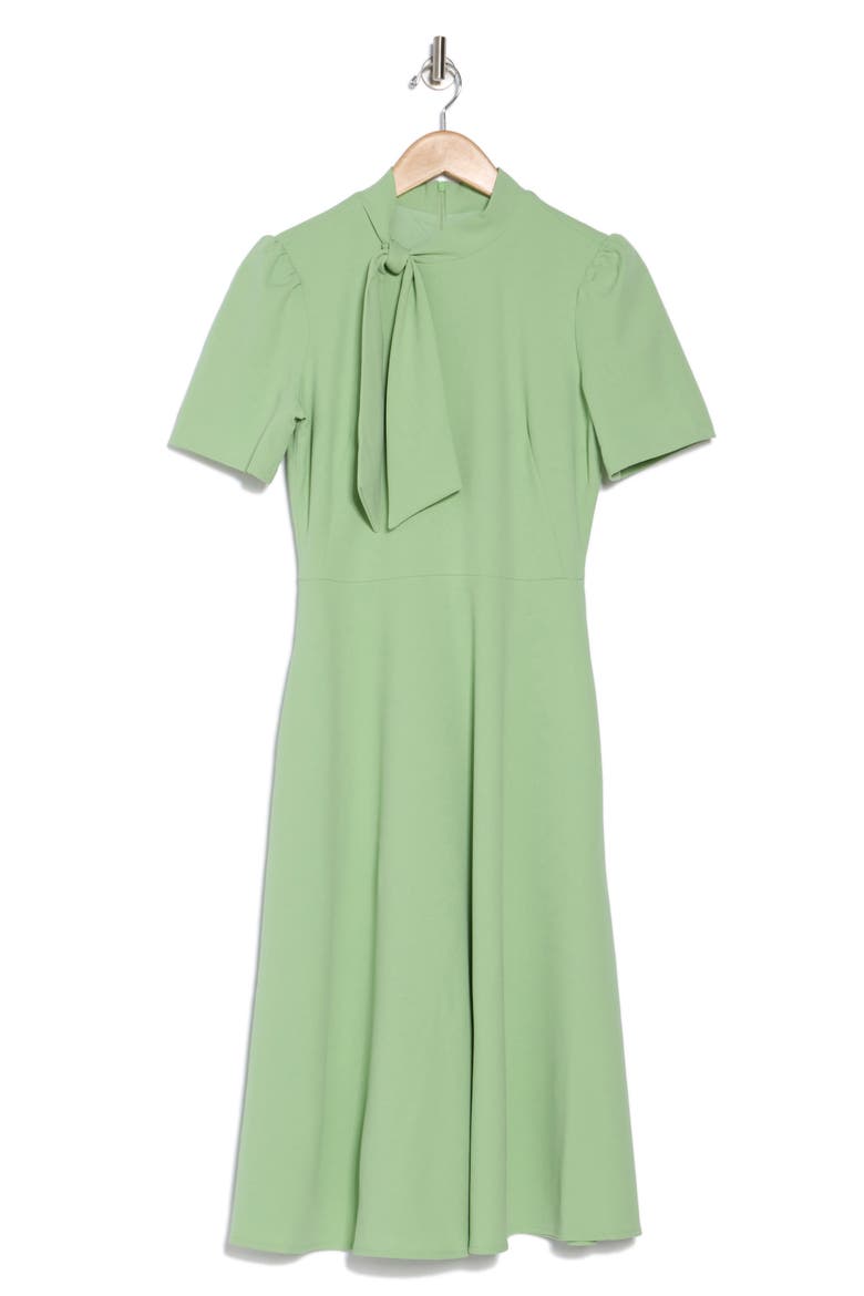 Short Sleeve Necktie Midi Dress, Alternate, color, FAIR GREEN