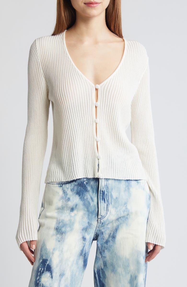 rag & bone Dorit V-Neck Wool Blend Rib Cardigan, Main, color, 
