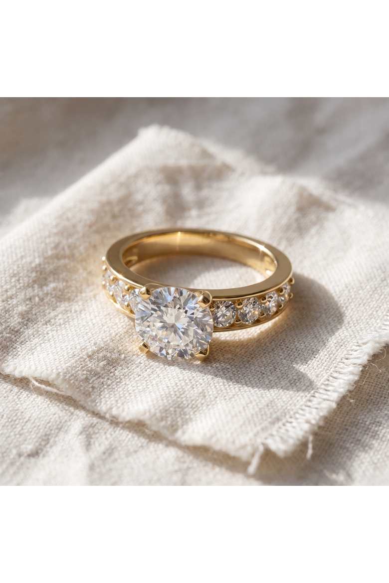 Certified 2.90Ct Round Diamond Engagement Ring Lab Grown, Alternate, color, 14k Yellow Gold