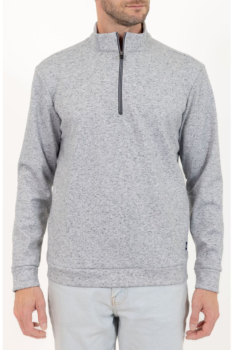 Casual Quarter Zip Pullover Sweater, Main, color, WHITE MARLED