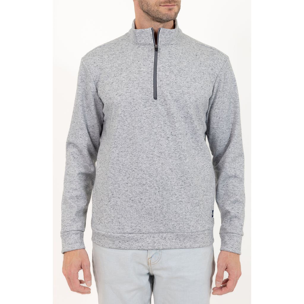 Pino By Pinoporte Men's Mockneck Zip Up Pullover In White Marled