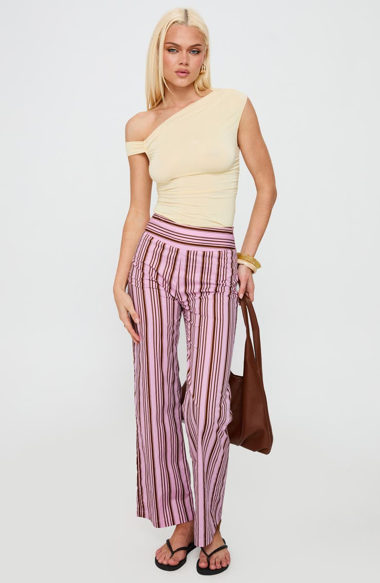 Princess Polly Leocadie Stripe Cotton Pants, Alternate, color, Pink Stripe