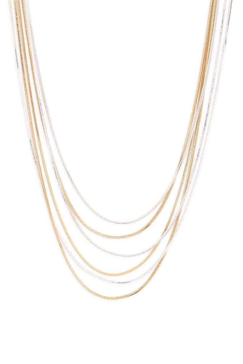 Two-Tone Snake Chain Layered Necklace, Main, color, GOLD- SILVER