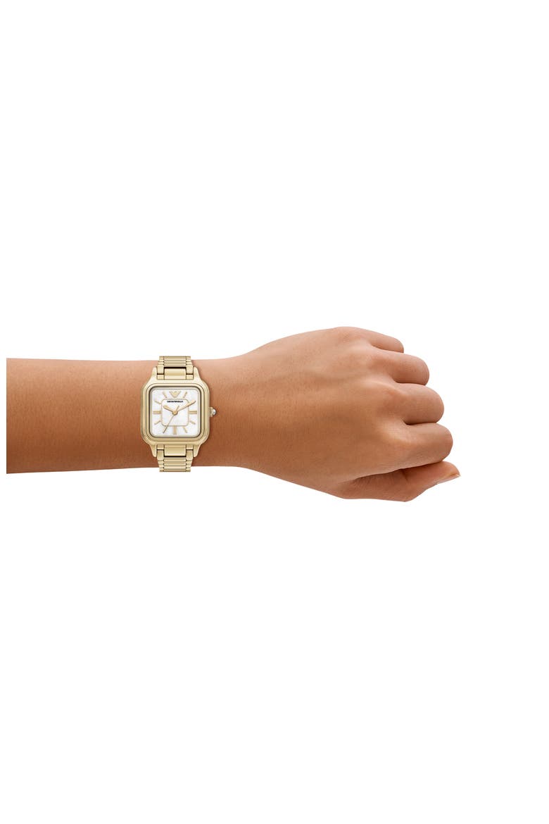 Mother-of-Pearl Bracelet Watch, 26mm x 26.5mm, Alternate, color, GOLD