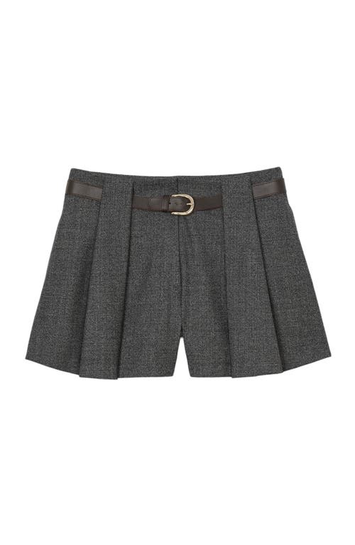 Sandro Pleated Shorts With Belt In Brown