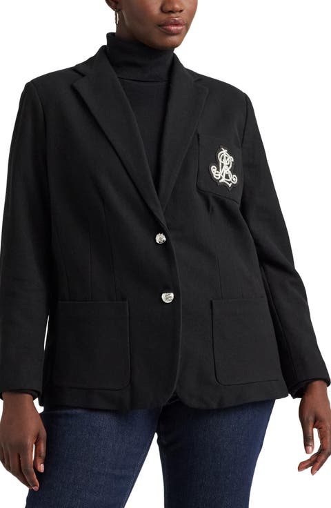Crested Stretch Cotton Blazer (Plus)