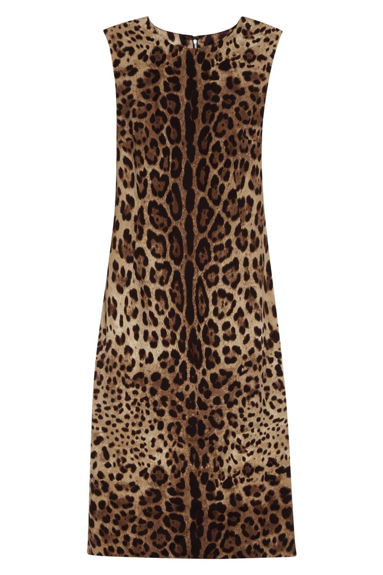 Leopard Print Stretch Silk Charmeuse Shift Dress, Main, color, LEO NEW
