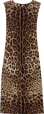 Dolce&Gabbana Leopard Print Stretch Silk Charmeuse Shift Dress