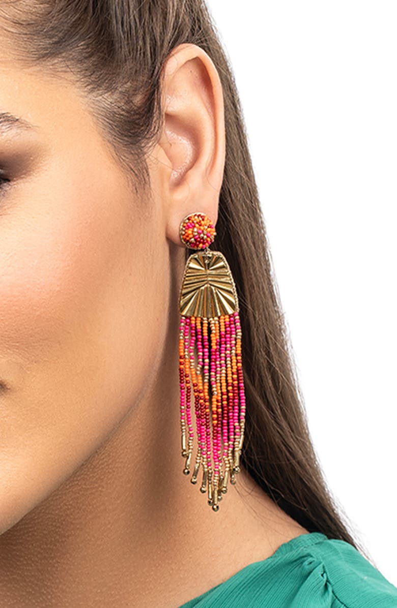 Deepa Gurnani Melba Beaded Fringe Drop Earrings, Alternate, color,