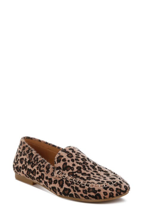 Faux Fur Leopard Print Loafer (Women)