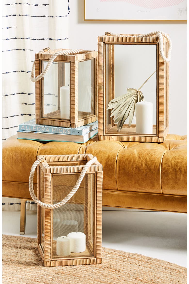 Anthropologie Issa Rattan Lantern, Alternate, color, TAN