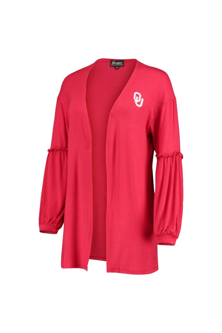 Women's Crimson Oklahoma Sooners Offset Bubble Sleeve Cardigan, Alternate, color, Crimson