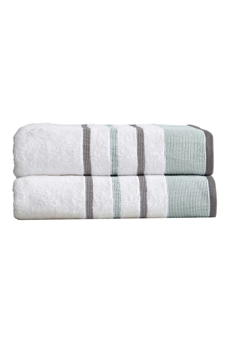 Luxurious Cotton 2-Pack Decorative Bath Towel Set, Main, color, EUCALYPTUS / GREY
