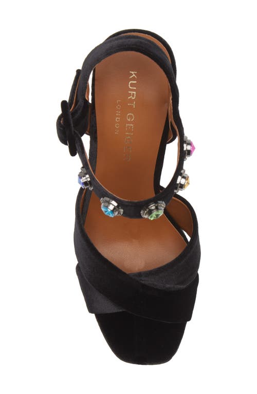 Kurt Geiger Octavia Rhinestone-embellished Velvet Platform Sandals In Charcoal