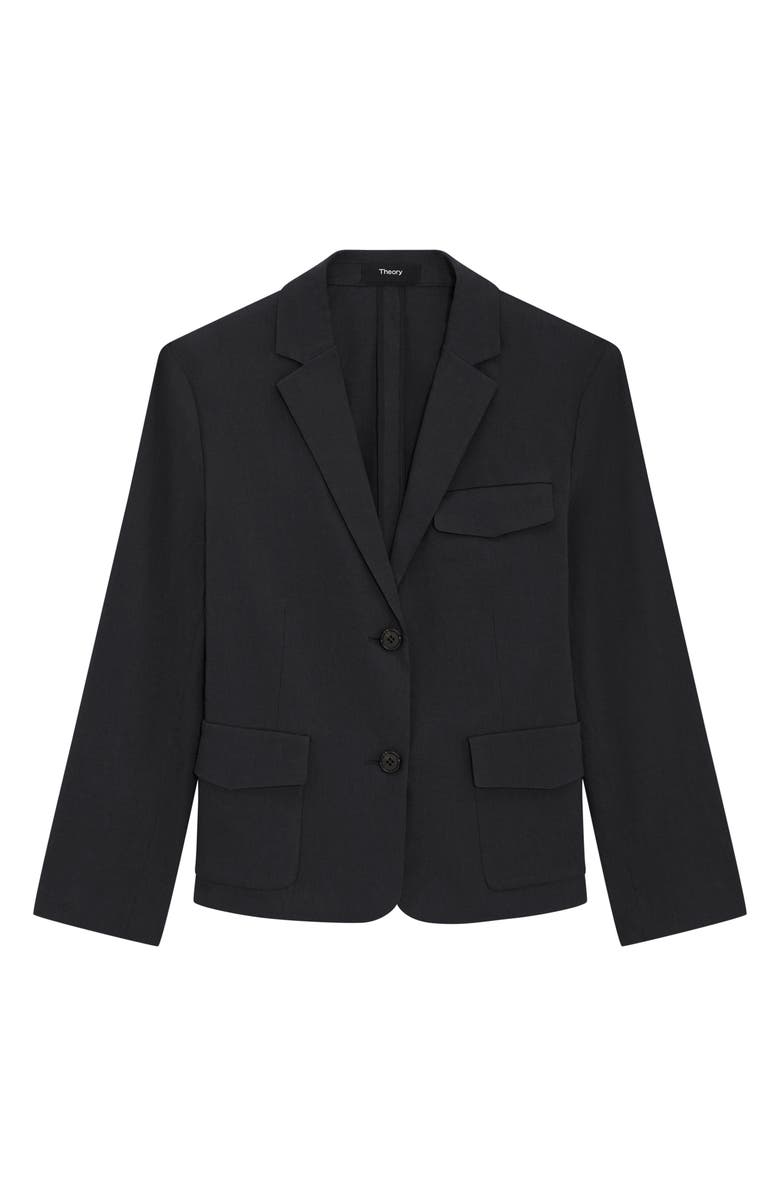 Theory Linen Blend Shrunken Blazer, Alternate, color, Black