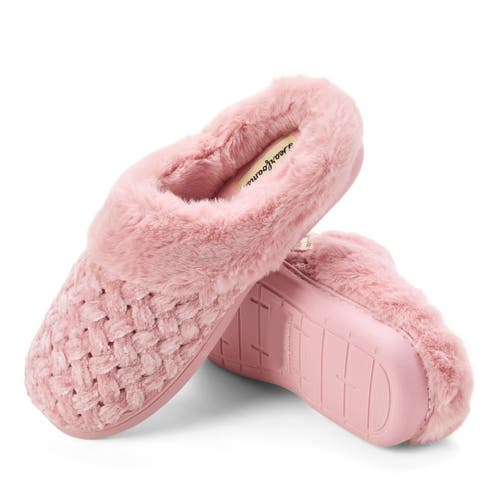 Dearfoams Claire Cable Knit Chenille Clog Slipper In Pink