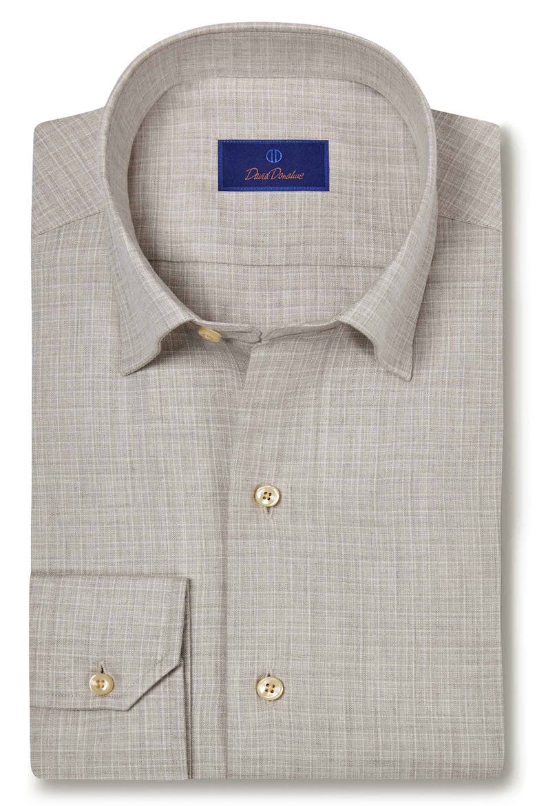Twill Check Cotton Sport Shirt, Main, color, PEARL