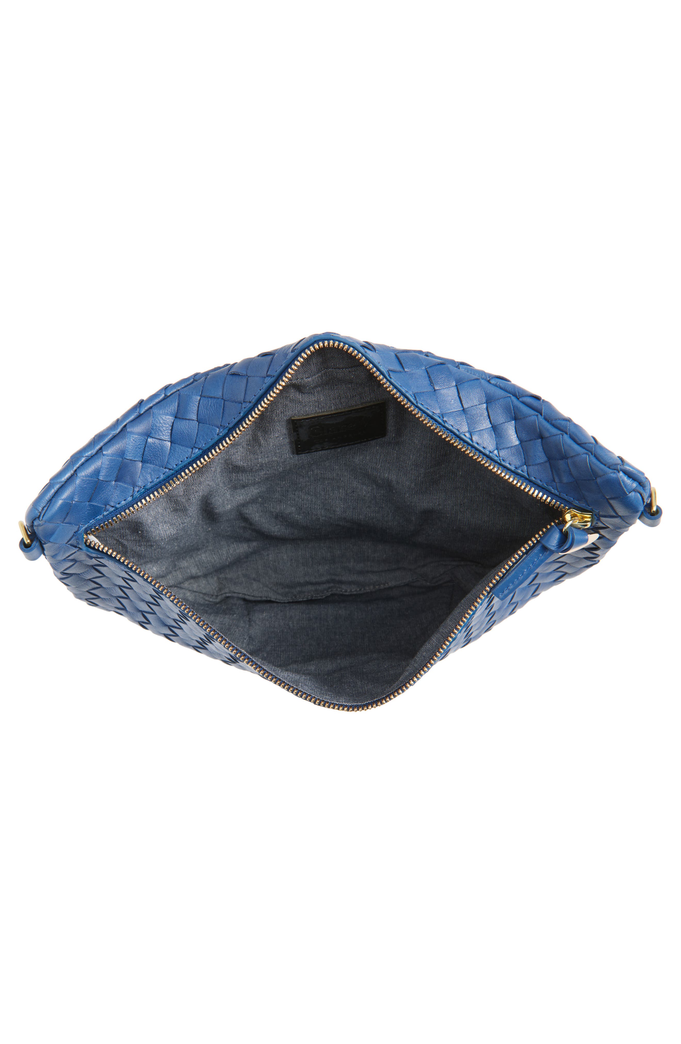 Clare V. Medium Grande Woven Leather Belt Bag, Alternate, color, French Blue