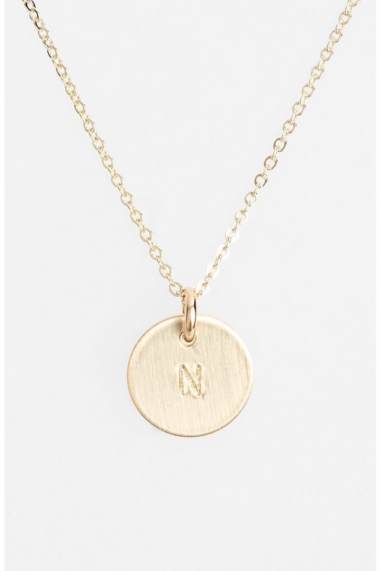 14k-Gold Fill Initial Mini Circle Necklace, Main, color, 14K GOLD FILL N