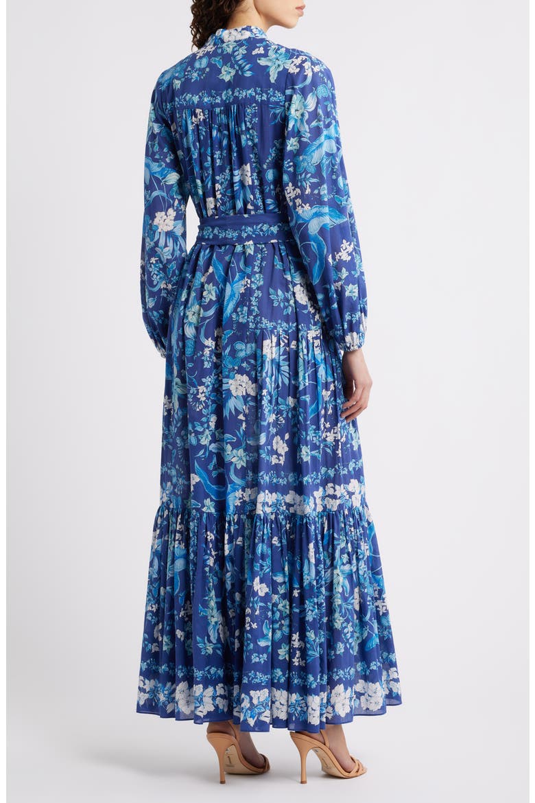 Zariah Print Long Sleeve Shirtdress, Alternate, color, INDIGO MULTI