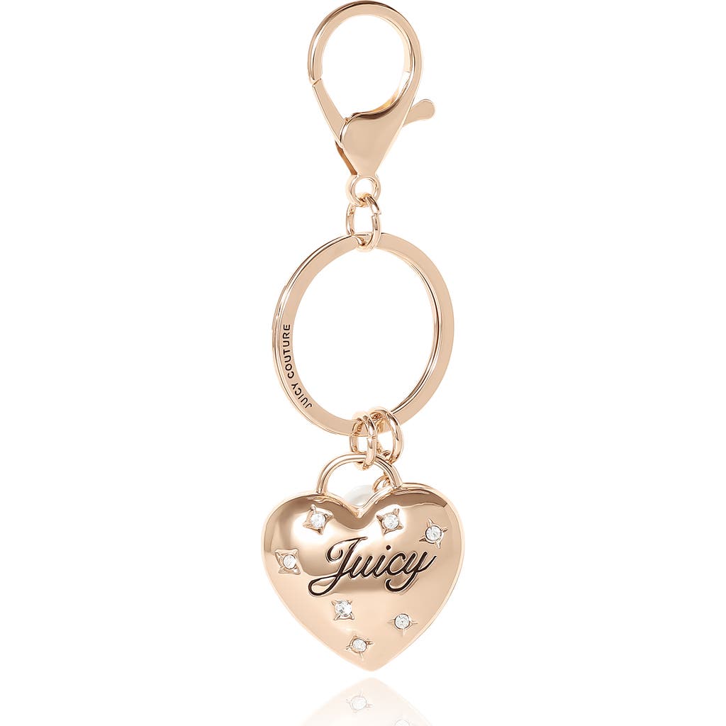 Juicy Couture Gold Heart Keychain With Pearls In Gold