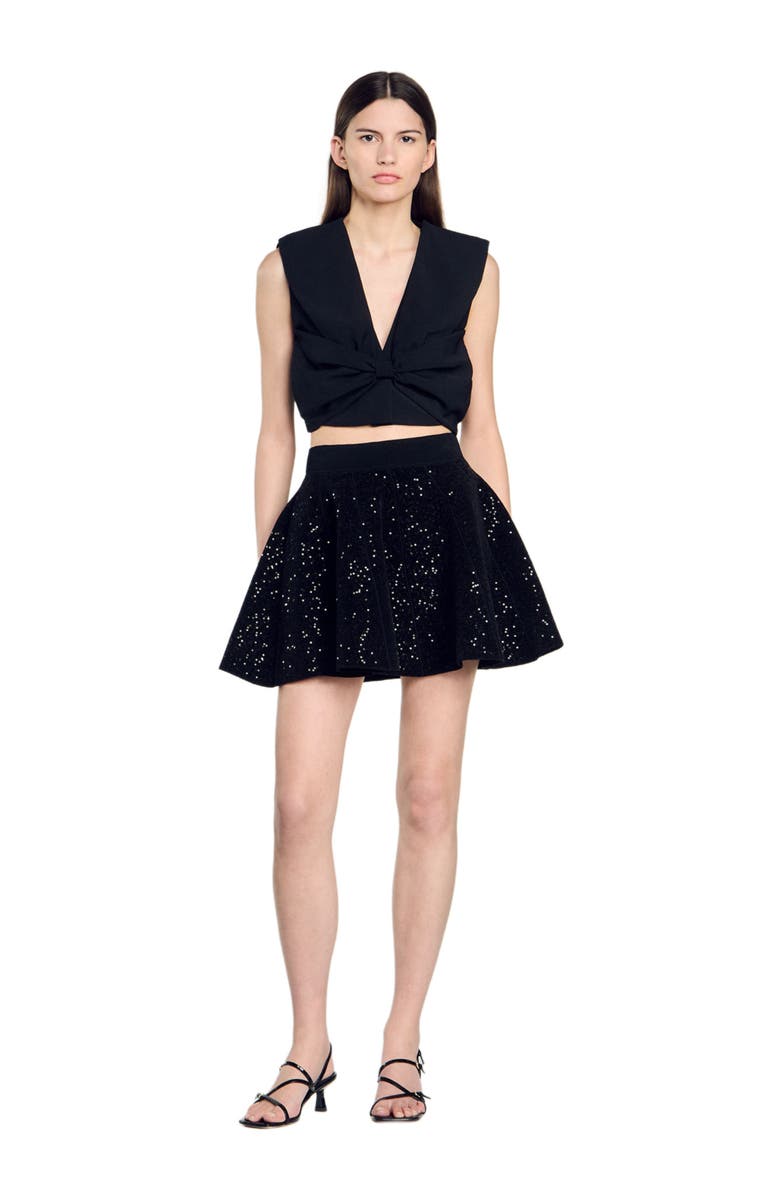 SANDRO Short sequinned skater skirt, Alternate, color, 