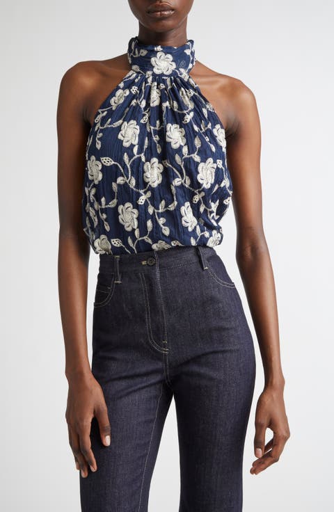 Emerie Embroidered Halter Neck Top