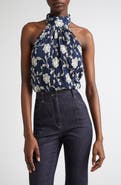 Ramy Brook Emerie Embroidered Halter Neck Top