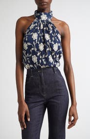 Ramy Brook Emerie Embroidered Halter Neck Top