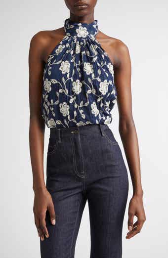 Ramy Brook Emerie Embroidered Halter Neck Top