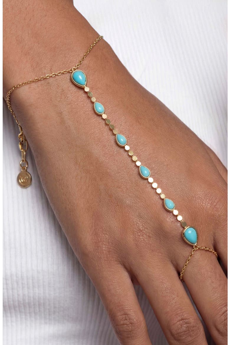 Dripping Faux Turquoise Hand Chain, Alternate, color, TURQUOISE