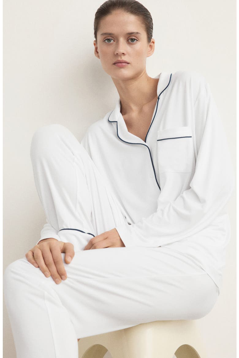 Piped Pajamas, Alternate, color, WHITE