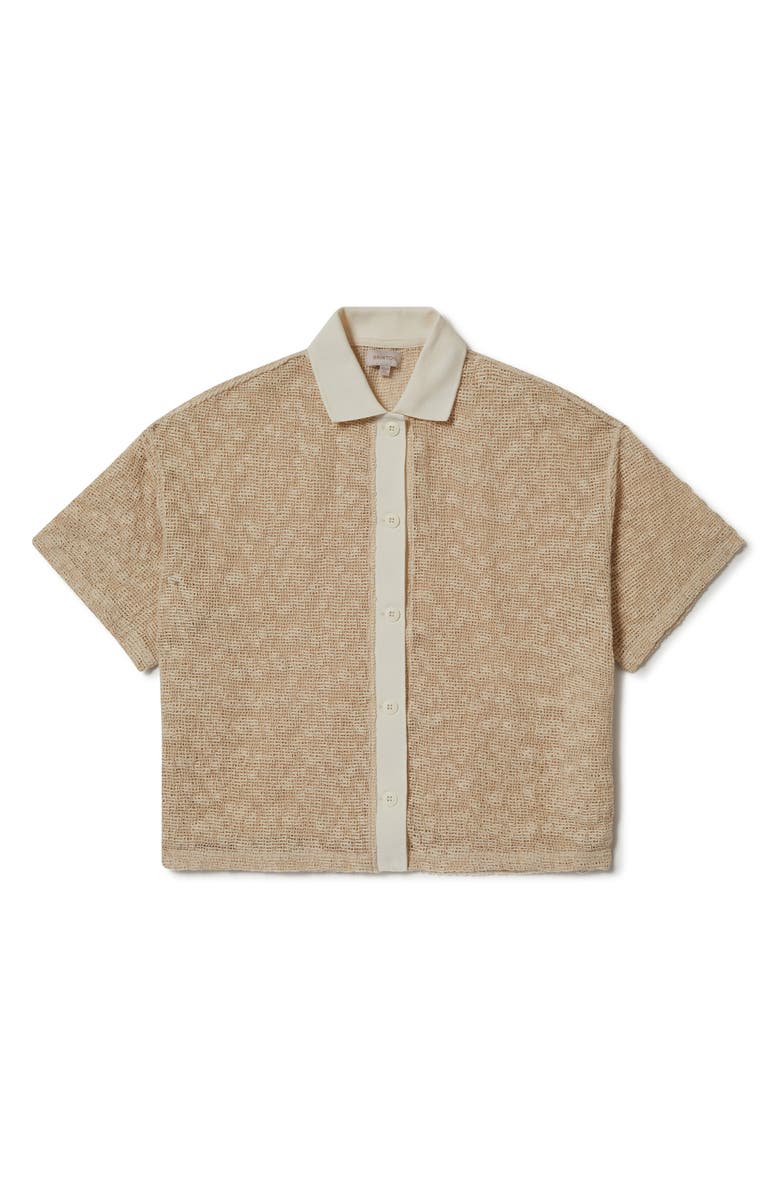 Brixton Mesh Camp Shirt, Alternate, color, Off White