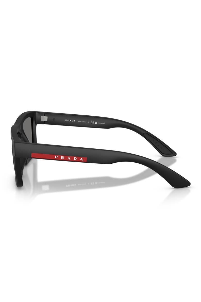58mm Polarized Rectangular Sunglasses, Alternate, color, MATTE BLACK